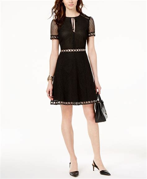 michael michael kors lace grommet trimmed dress|Michael Kors.